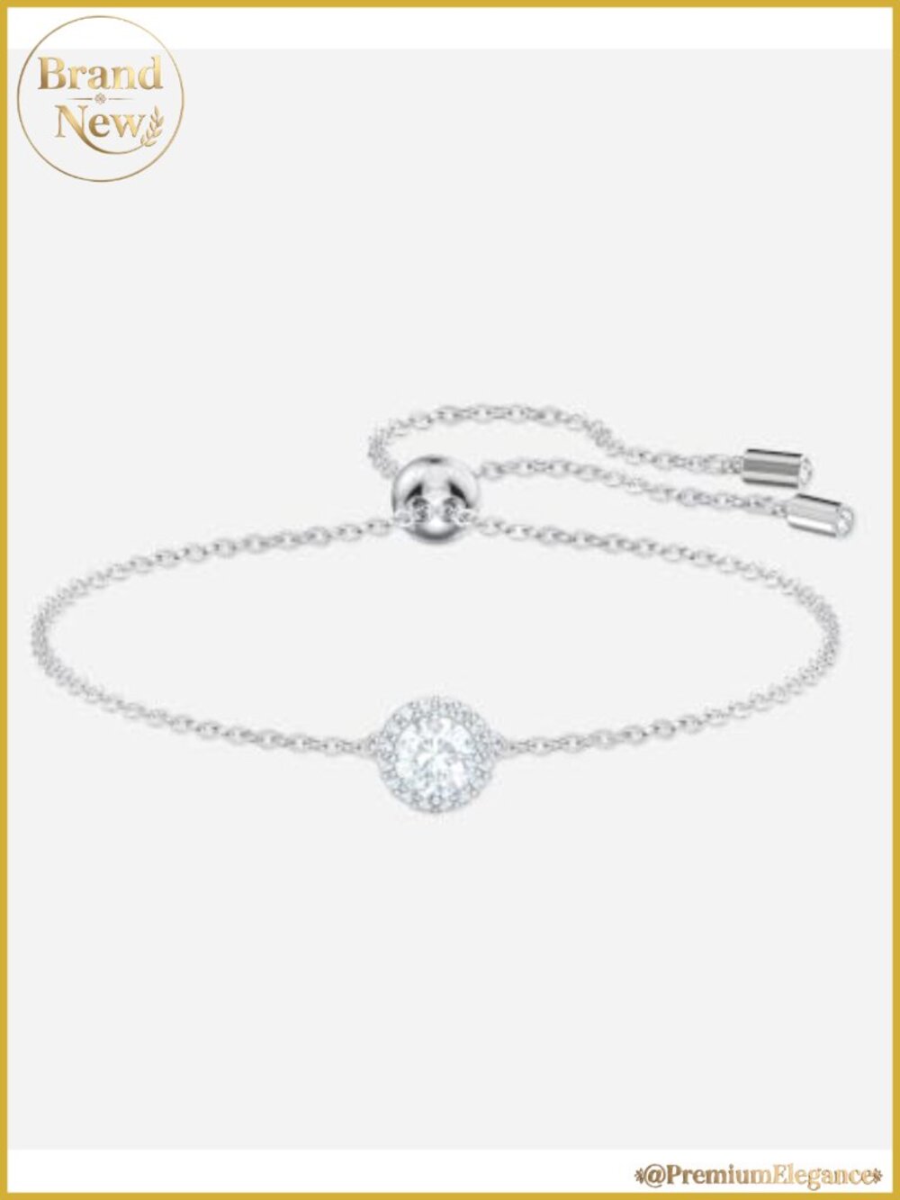 Crystal Chain Bracelet Adjustable Rhodium Plated Bolo Closure Women's Jewelry